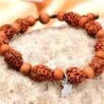 3 mukhi Mahajwala bracelet from Java with White Sandalwood beads