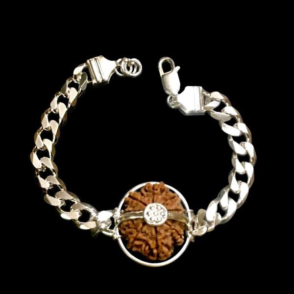 11 Mukhi Nepal Rudraksha In Pure Silver Bracelet