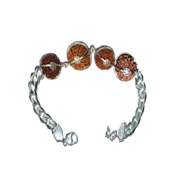 Rudraksha Combination for Wealth 7,9,11,13 Mukhi Nepal in Silver Bracelet