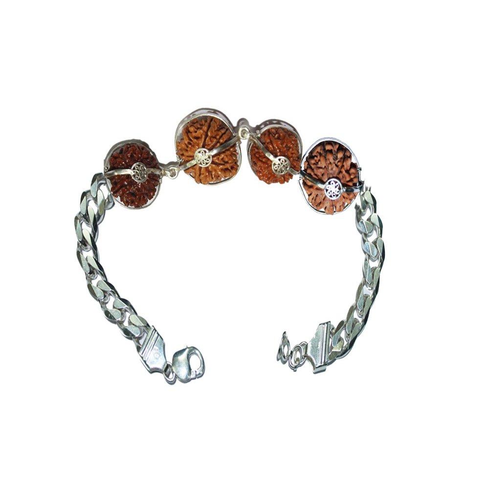 Rudraksha Combination for Wealth 7,9,11,13 Mukhi Nepal in Silver Bracelet