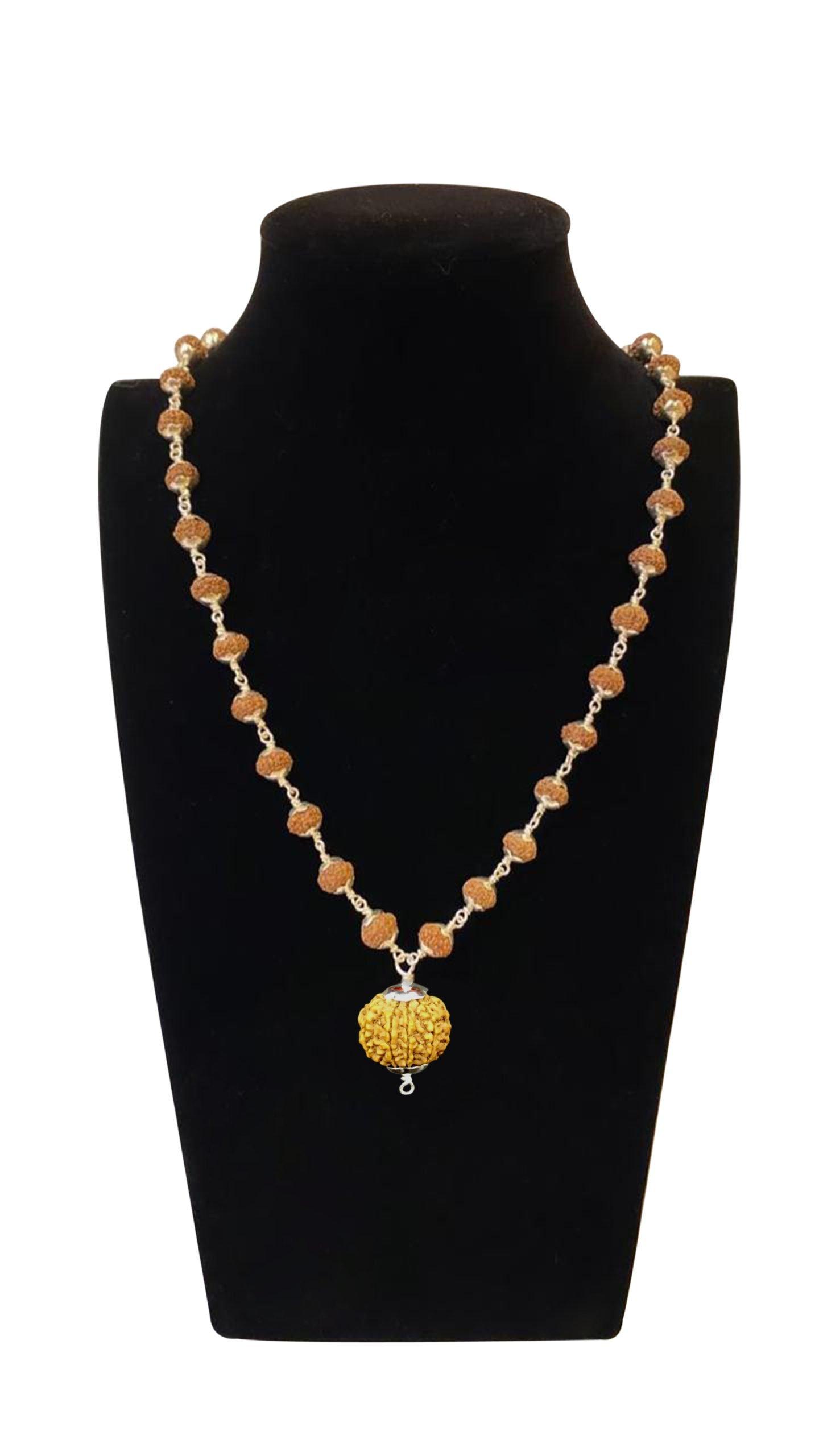 8 Mukhi Nepal Rudraksha Attached In Silver Rudraksha Mala